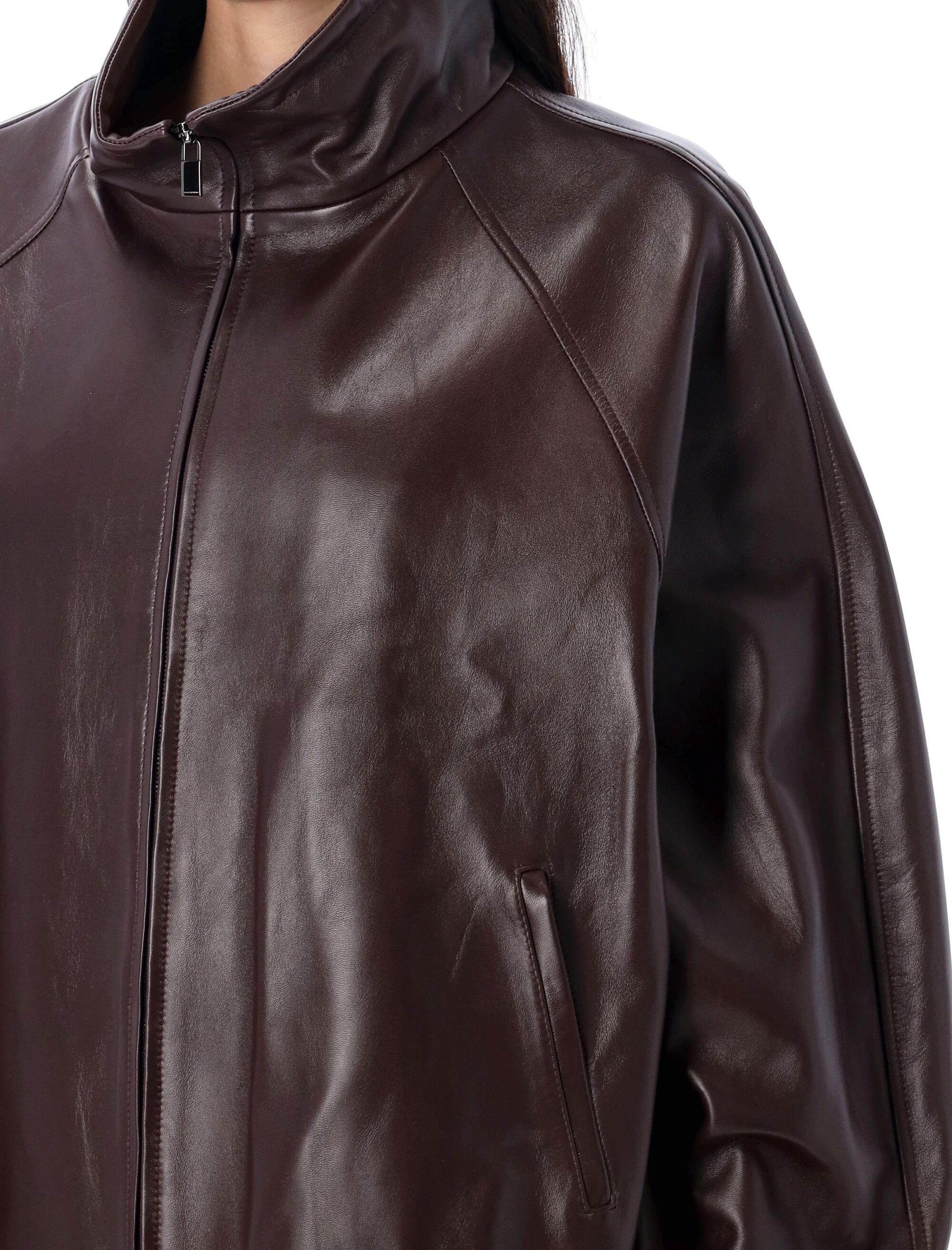 MAGDA BUTRYM Oversized Leather Bomber Jacket - Women’s Size 36