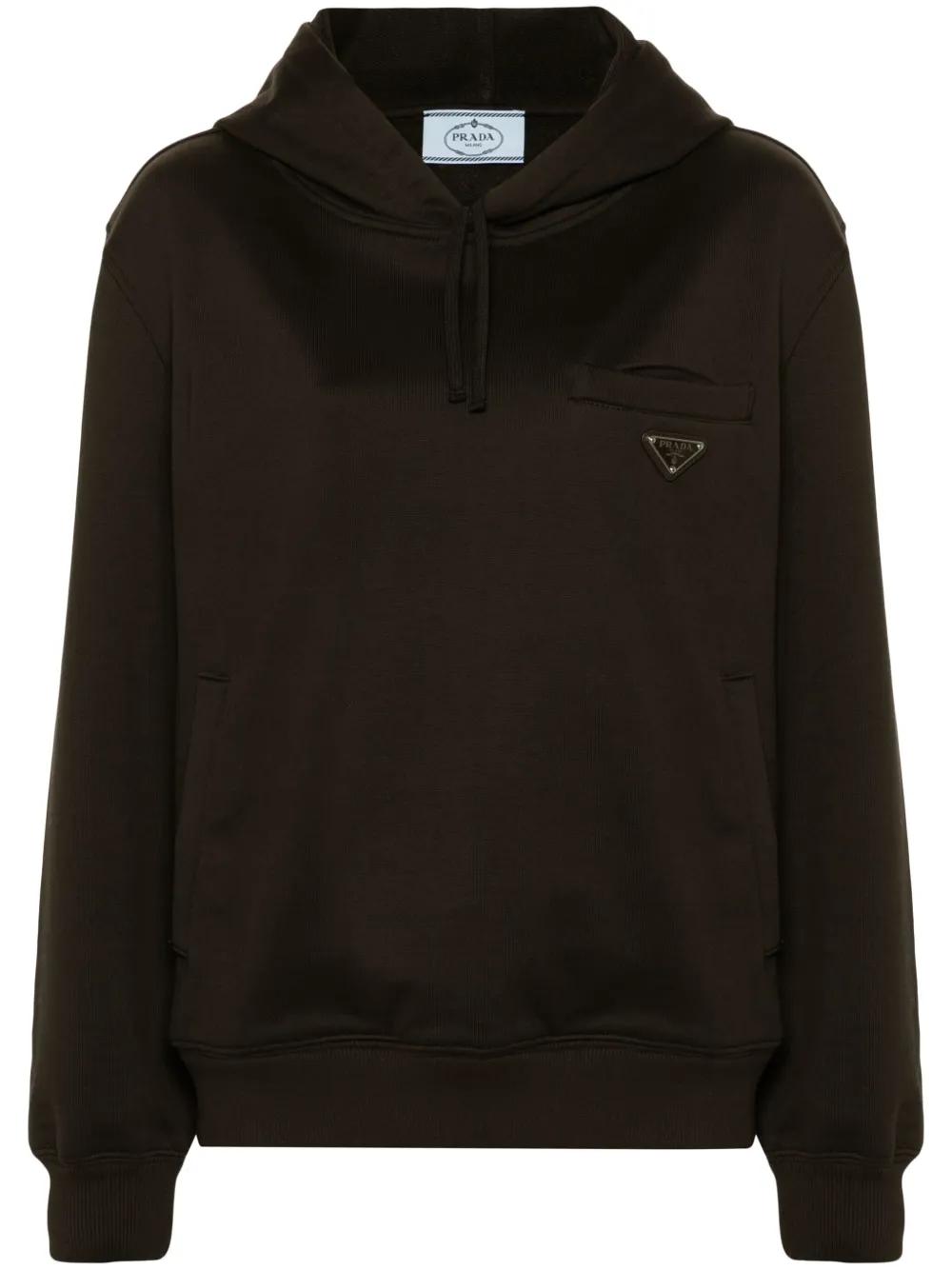 PRADA Cotton Hoodie with Triangle Logo