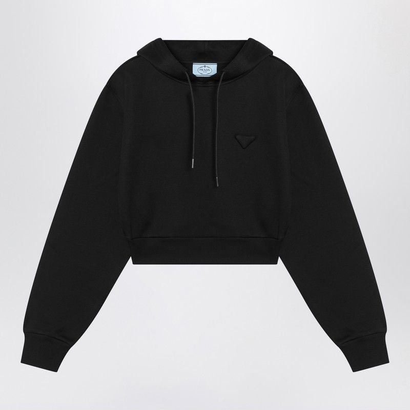 PRADA Cropped Hoodie with Triangle Logo