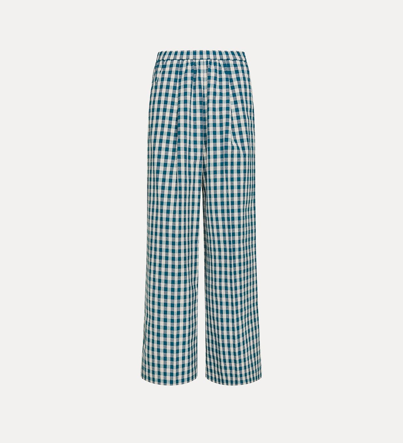 FORTE FORTE Cotton Gingham Wide Leg Pants