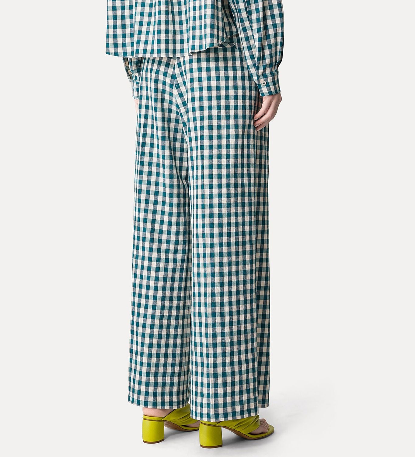 FORTE FORTE Cotton Gingham Wide Leg Pants