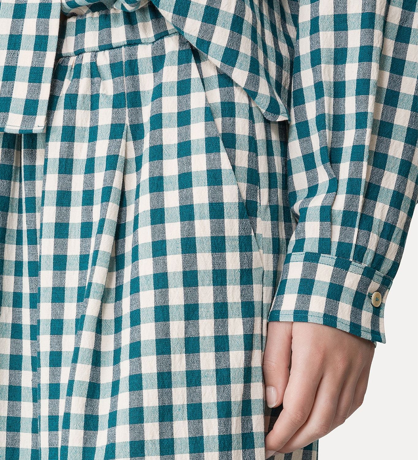 FORTE FORTE Cotton Gingham Wide Leg Pants