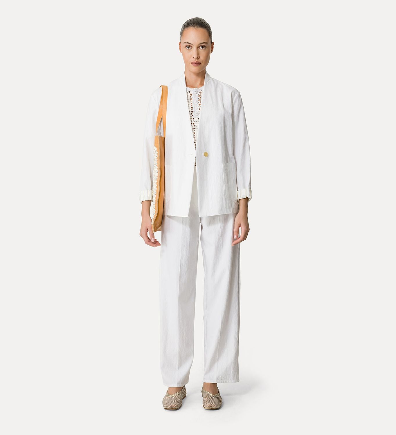 FORTE FORTE Viscose Cotton Twill Straight Leg Pants for Women