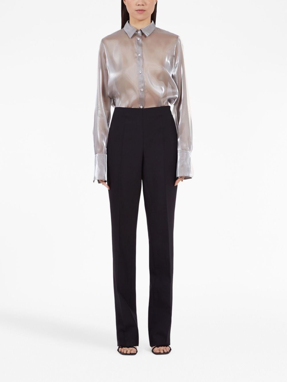 Ferragamo High Waist Straight-Leg Wool Trousers