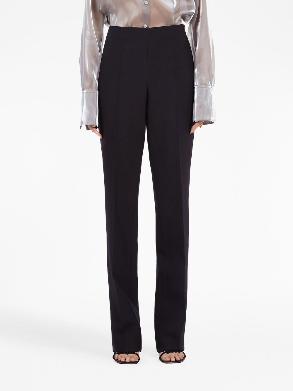 Ferragamo High Waist Straight-Leg Wool Trousers