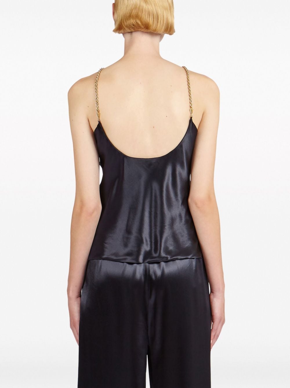 Ferragamo Satin Sleeveless Top with Crossover Neck