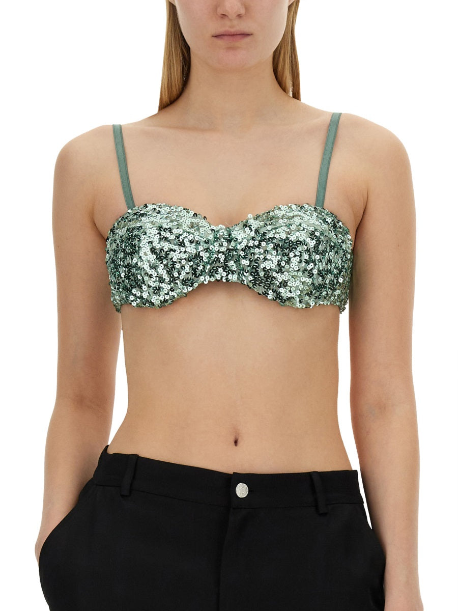 MOSCHINO JEANS Cropped Sequin Mini Top
