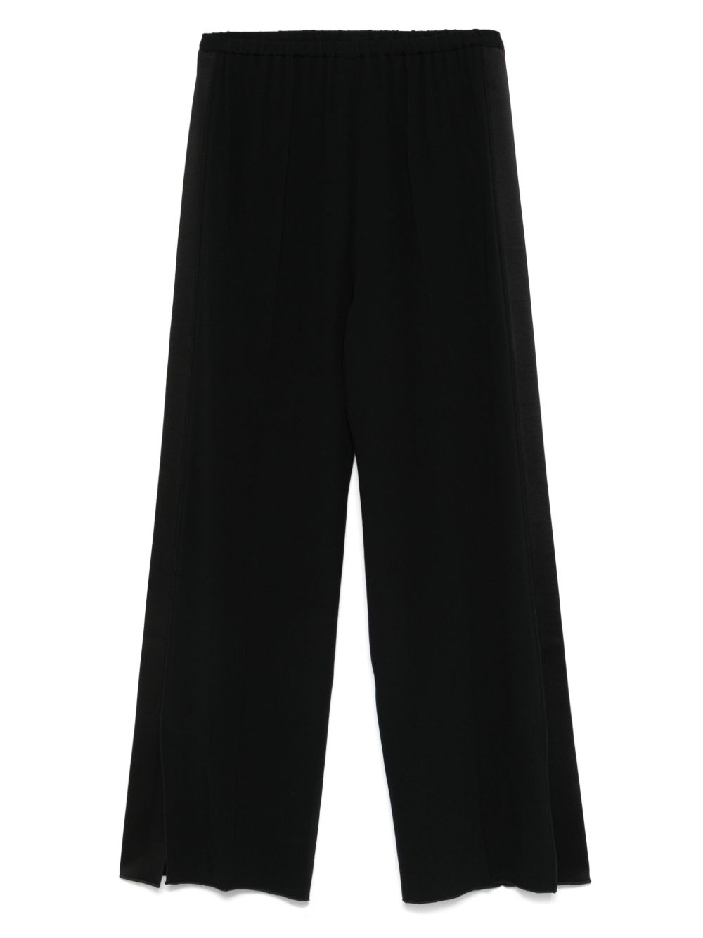 FORTE FORTE Satin Smoking Trousers with Elasticated Waistband and Flared Design