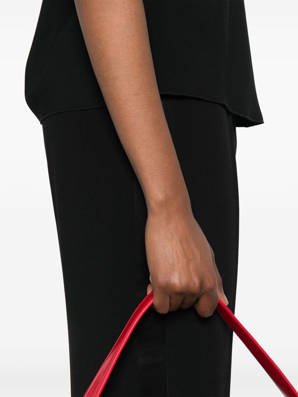 FORTE FORTE Satin Smoking Trousers with Elasticated Waistband and Flared Design