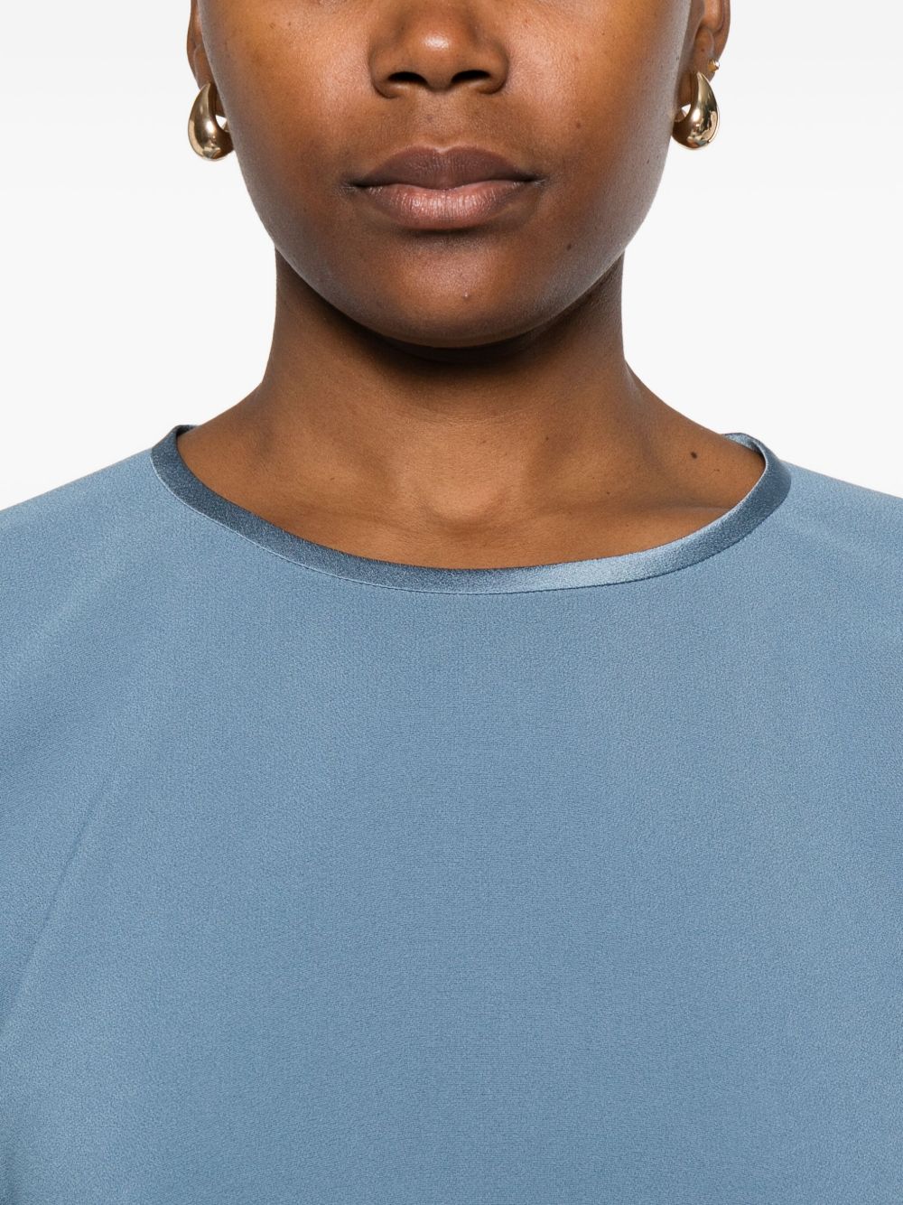 FORTE FORTE Elegant Satin Blouse for Women - Round Neck with Straight Hem