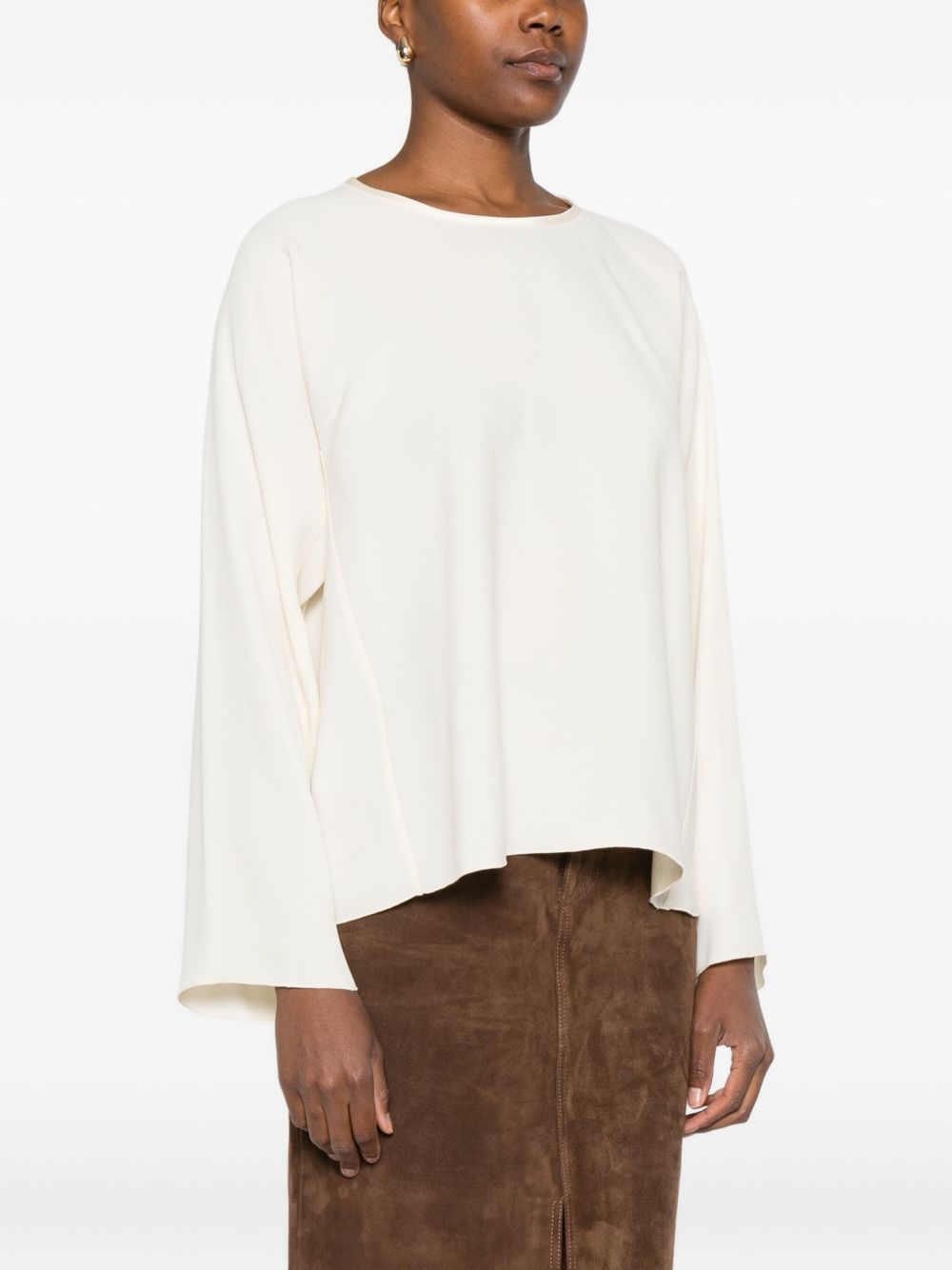 FORTE FORTE Satin Blouse with Round Neck for Women - FW25