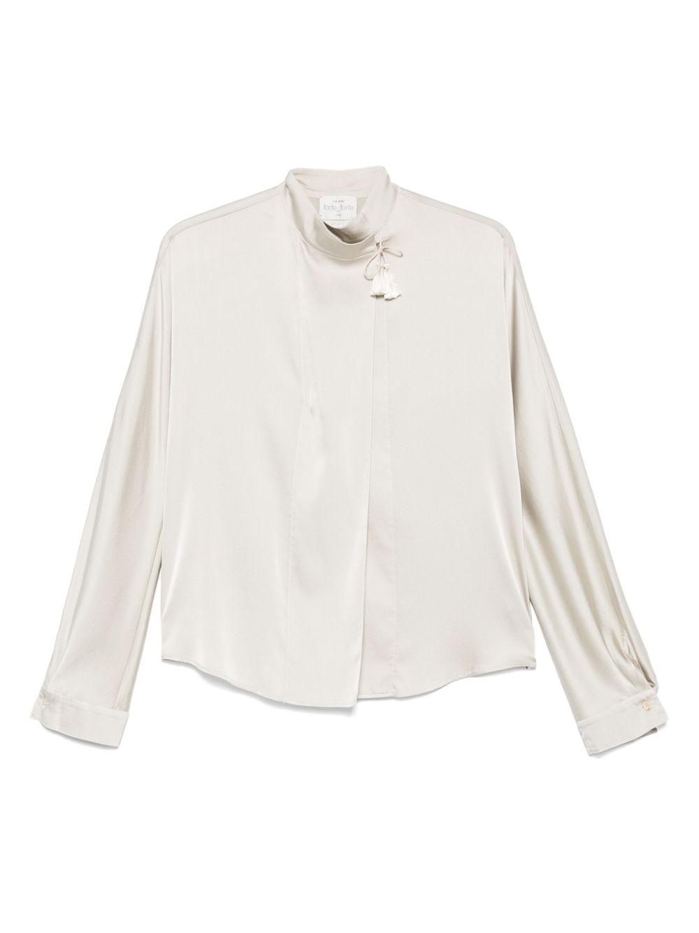 FORTE FORTE Silk Blouse with Front Tie and High Neck for Women