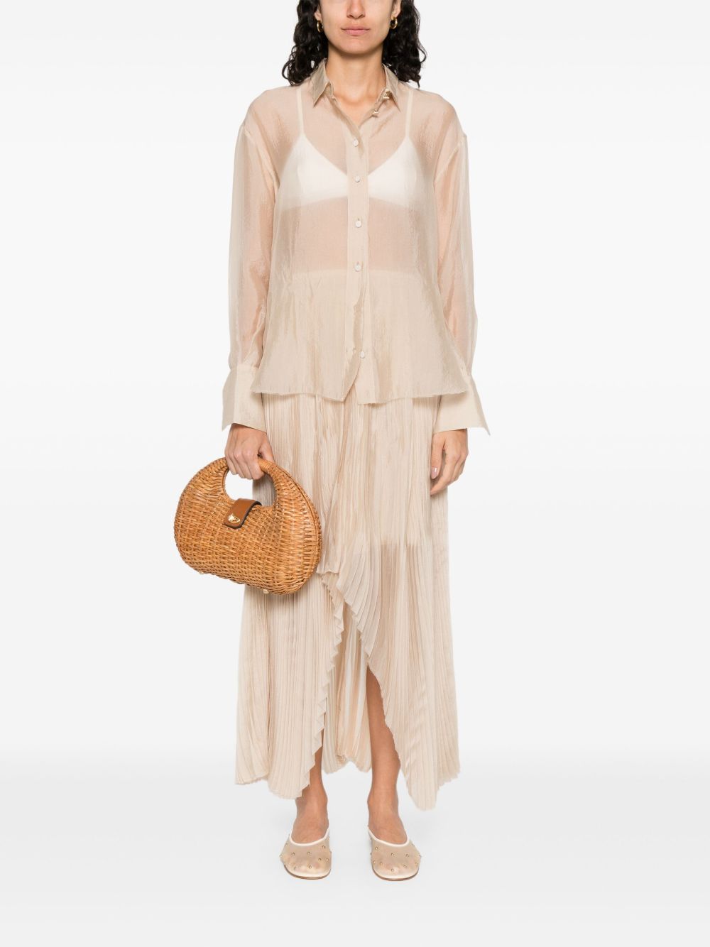 FORTE FORTE Organza Shirt with Classic Collar for Women