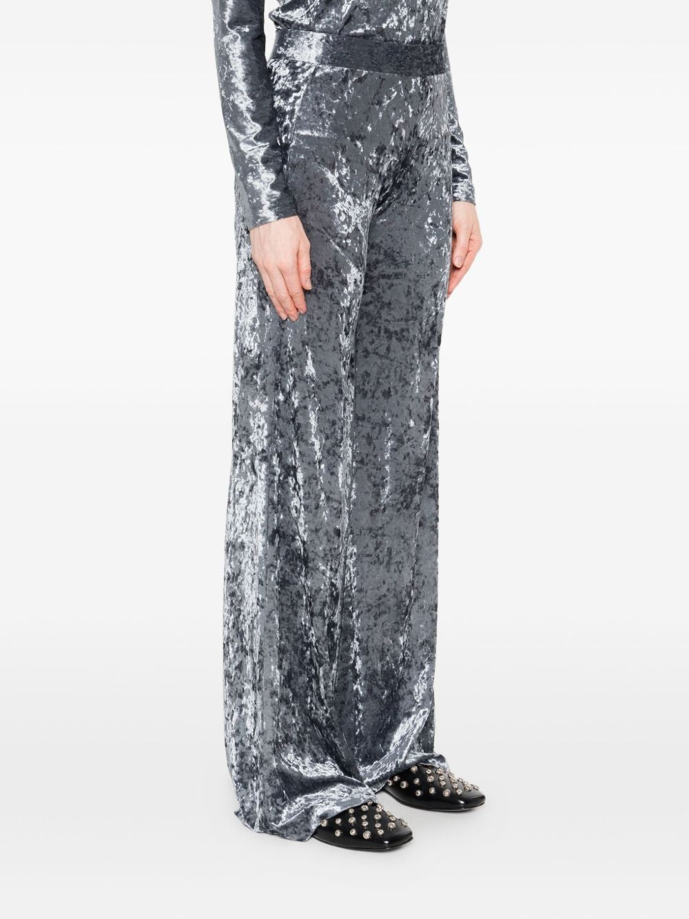 FORTE FORTE High-Waisted Flared Velvet Trousers