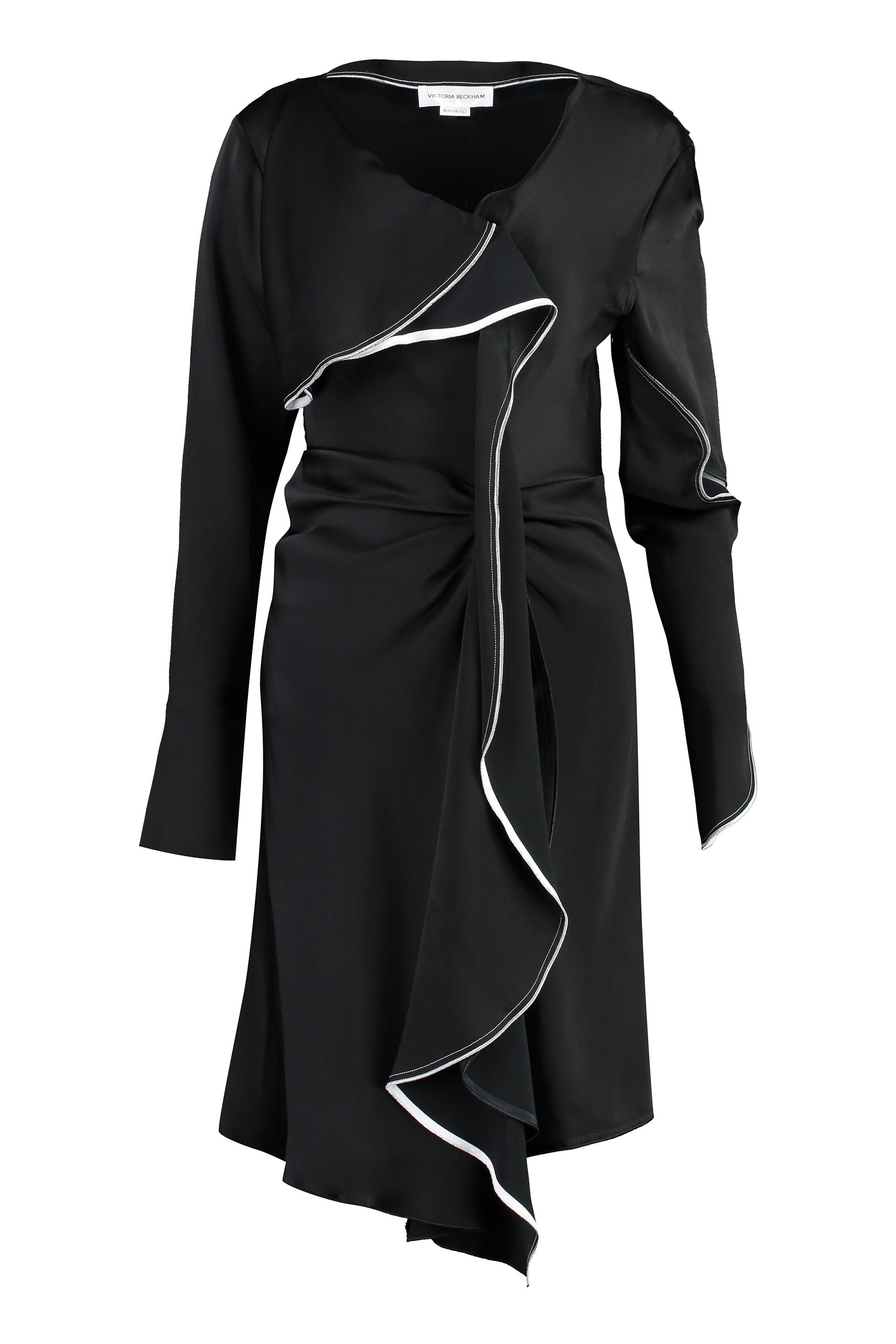 VICTORIA BECKHAM Stylish Asymmetric Hem Dress with Decorative Cuffs - FW23