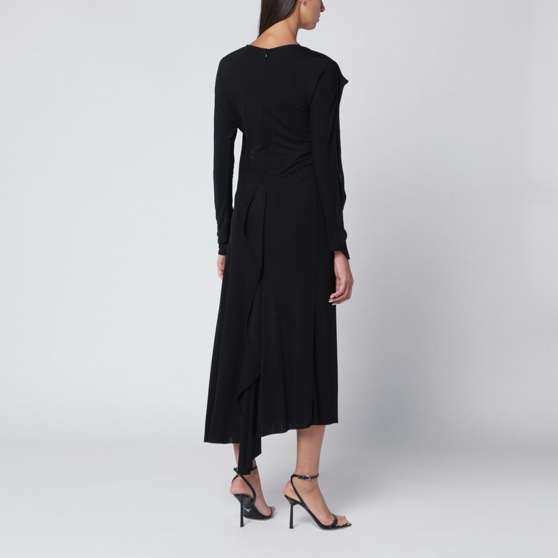 VICTORIA BECKHAM Draped Neckline Midi Dress with Asymmetric Hem