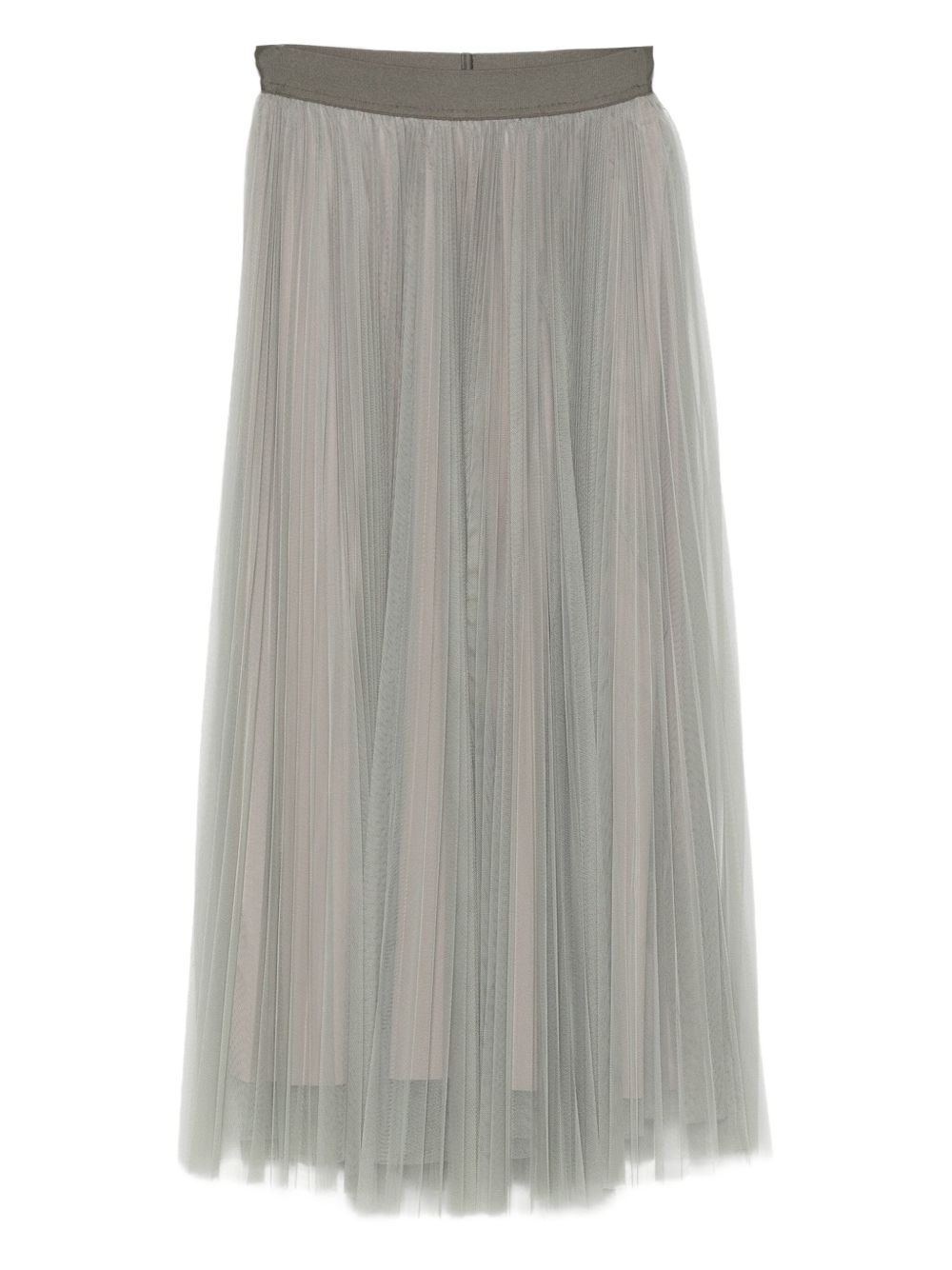 FORTE FORTE High Waist Pleated Tulle A-Line Midi Skirt