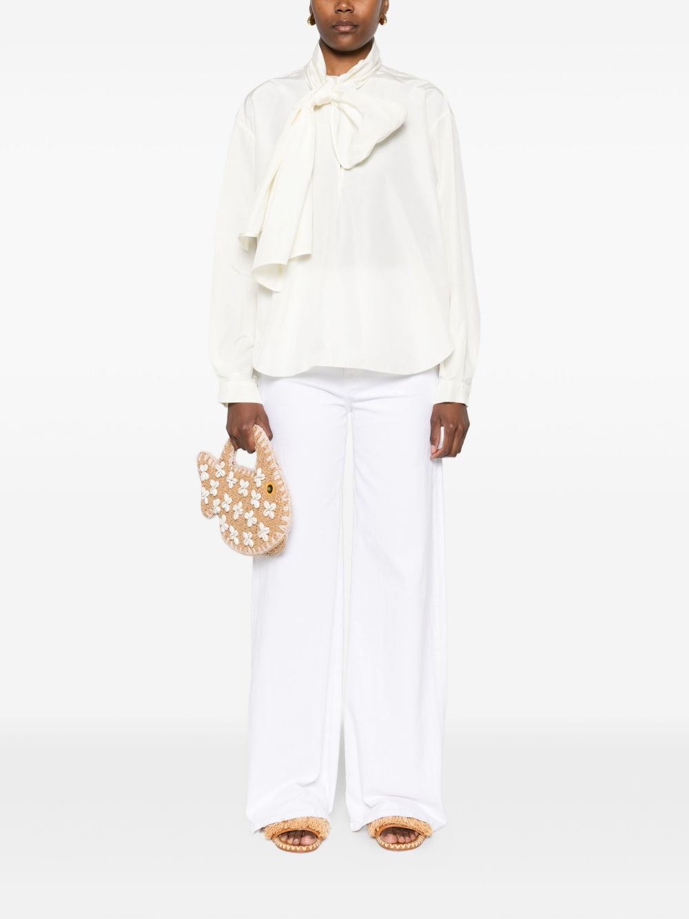 FORTE FORTE Pussy-Bow Collar Long Sleeve Shirt