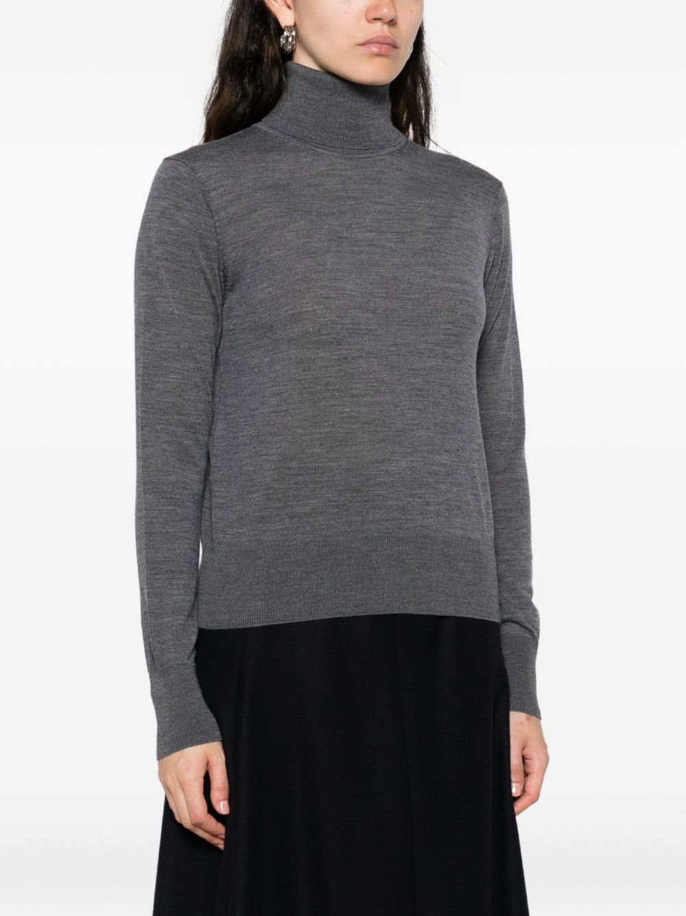 FORTE FORTE Wool Turtle-Neck Sweater with Ribbed Cuffs and Hem