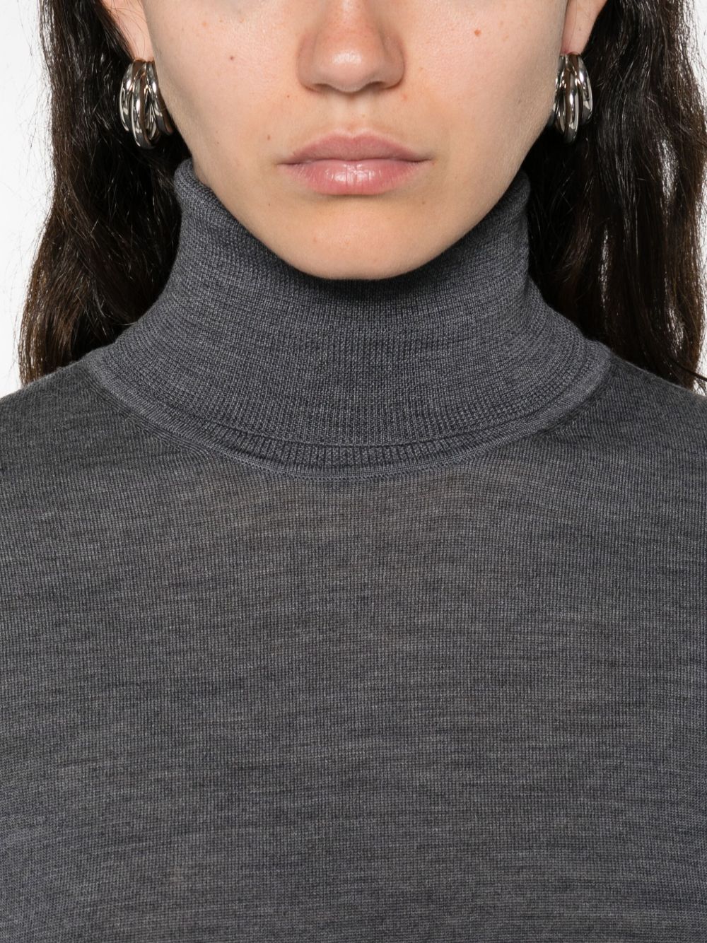 FORTE FORTE Wool Turtle-Neck Sweater with Ribbed Cuffs and Hem