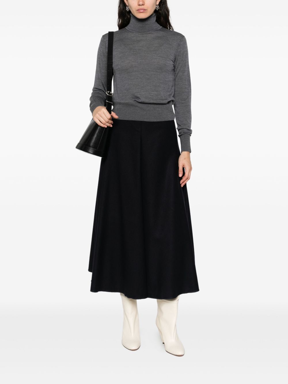 FORTE FORTE Wool Turtle-Neck Sweater with Ribbed Cuffs and Hem