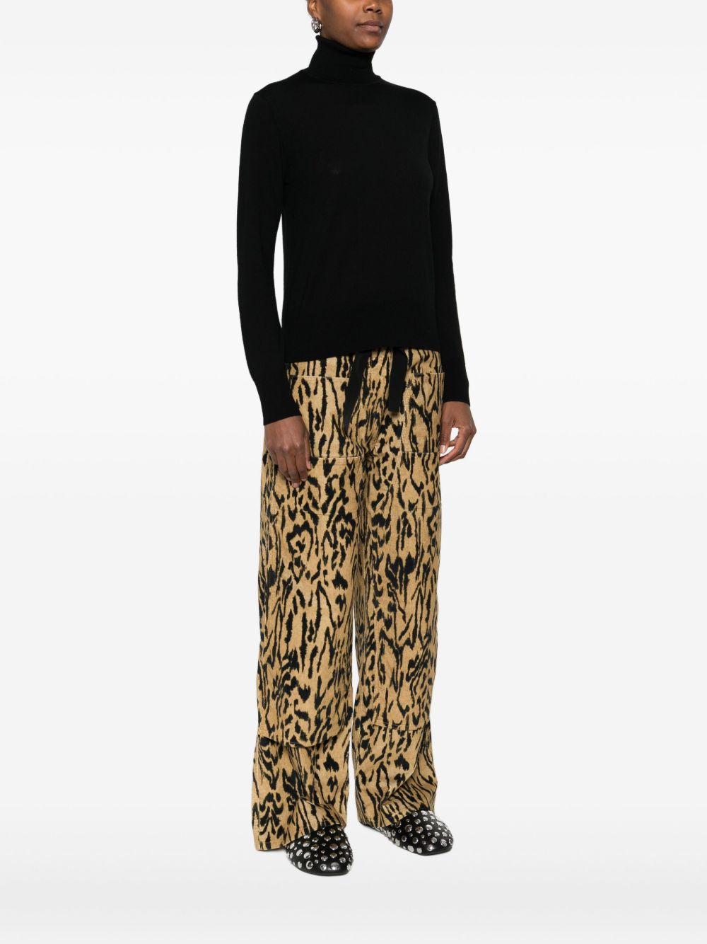 FORTE FORTE Wool Turtle-Neck Sweater with Panelled Design