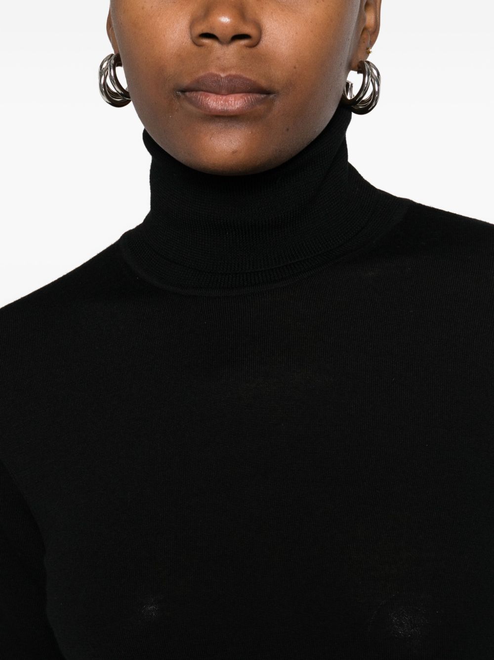 FORTE FORTE Wool Turtle-Neck Sweater with Panelled Design