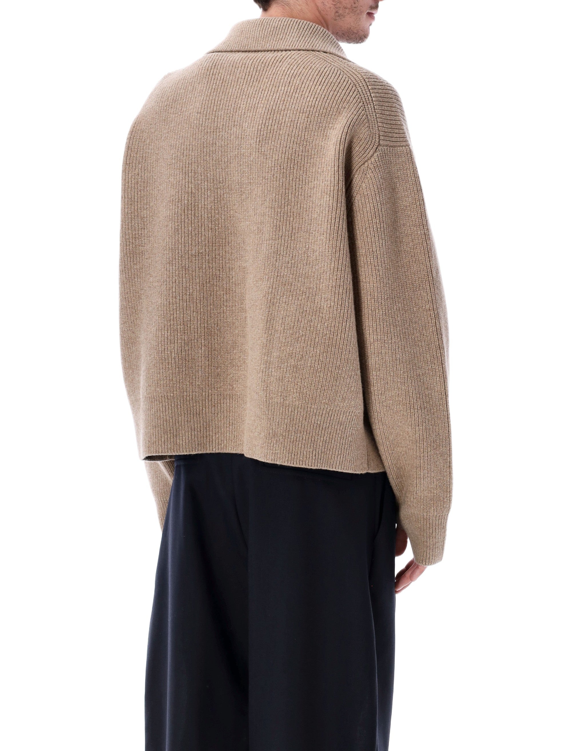 STUDIO NICHOLSON Men's Nash RWS Merino Wool Polo Knit - Size L