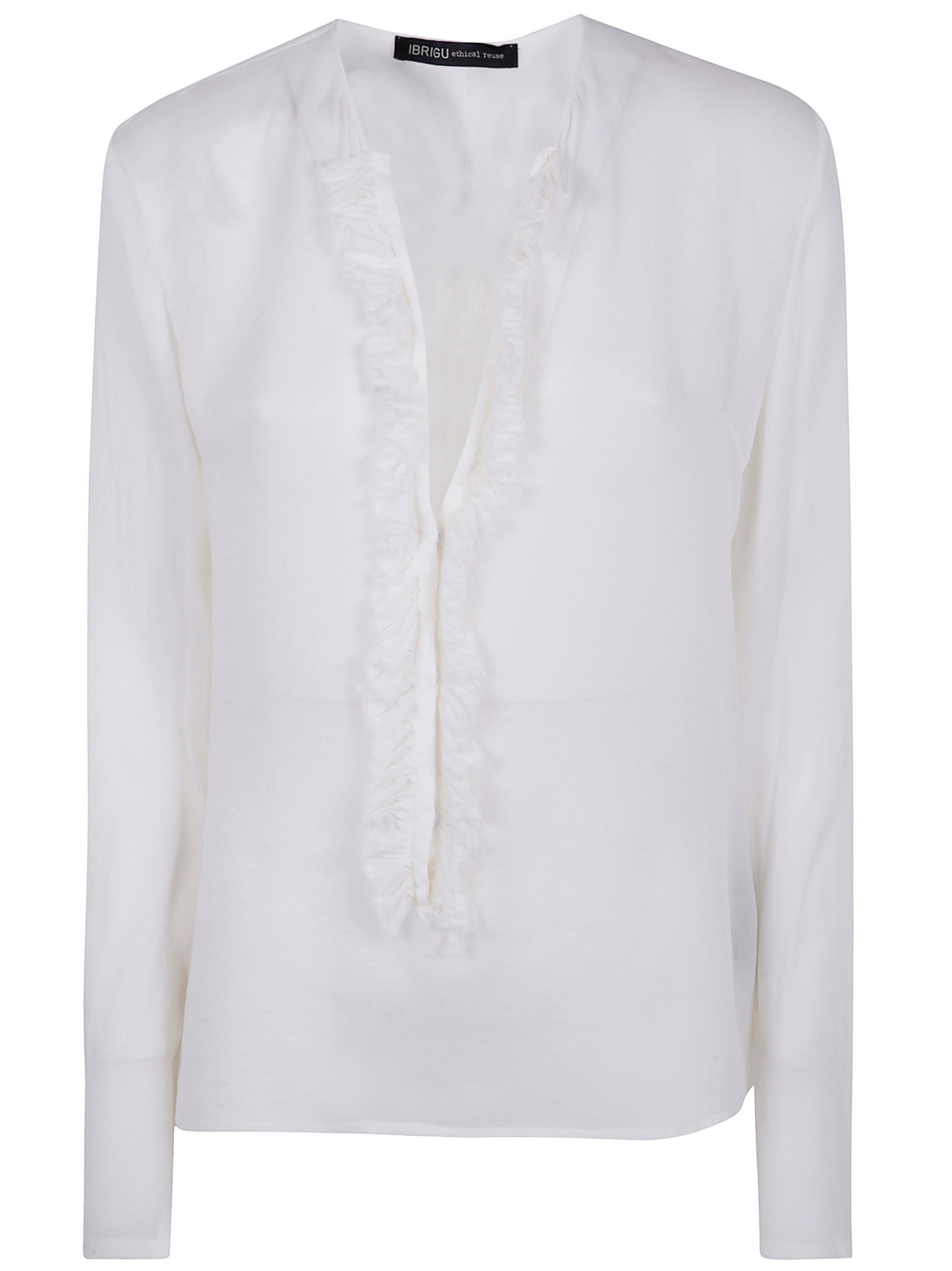 IBRIGU Elegant Silk Ruffle Shirt