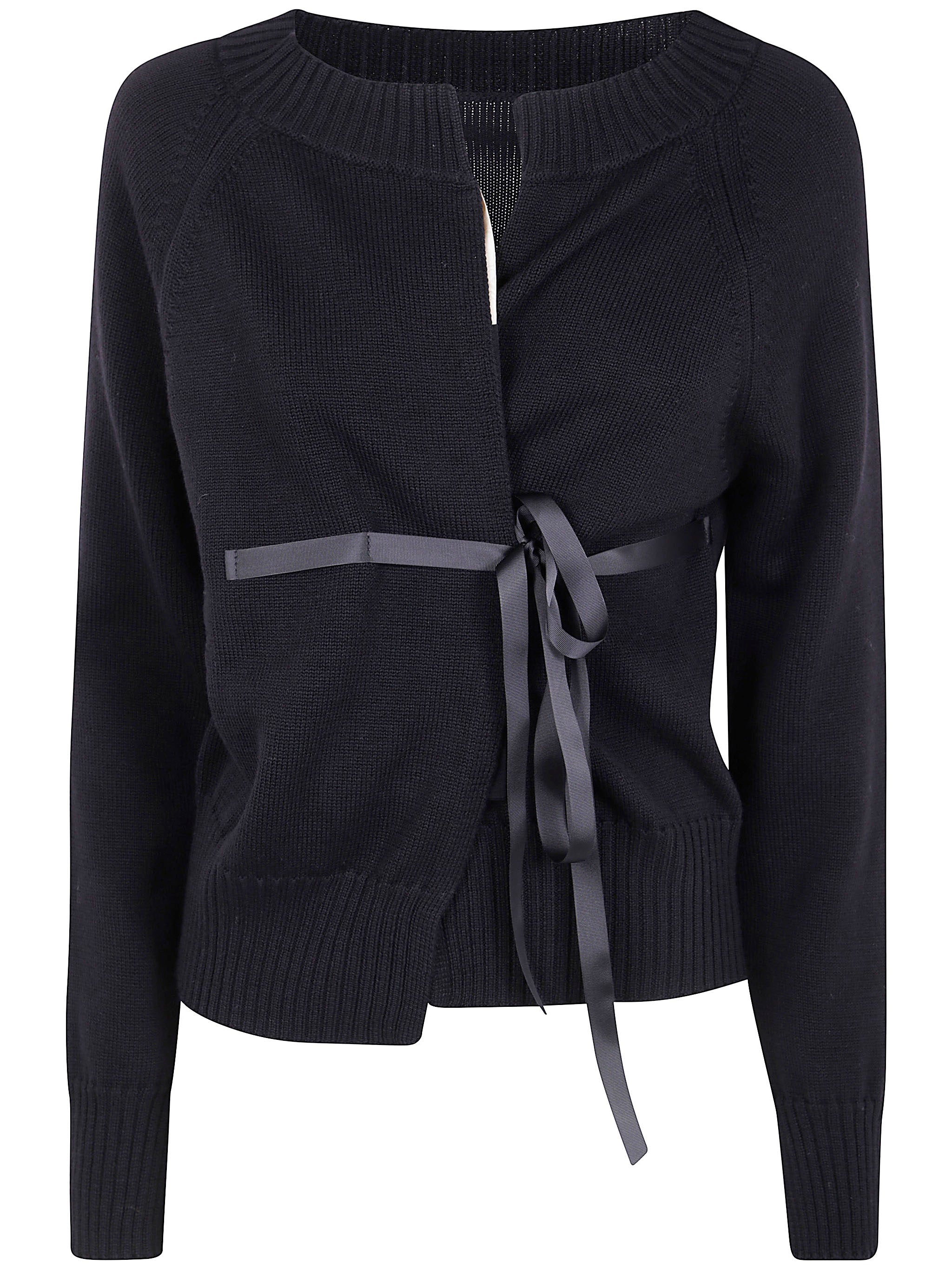 IBRIGU Crossed Knit Cardigan with Lace Closure