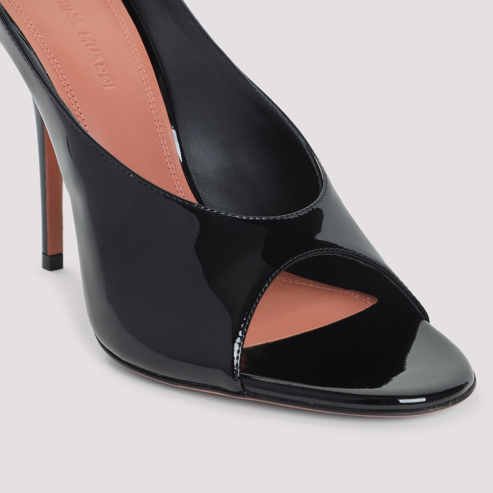 AMINA MUADDI Anok Mini Patent Leather Slipper with 10.5cm Heel Height