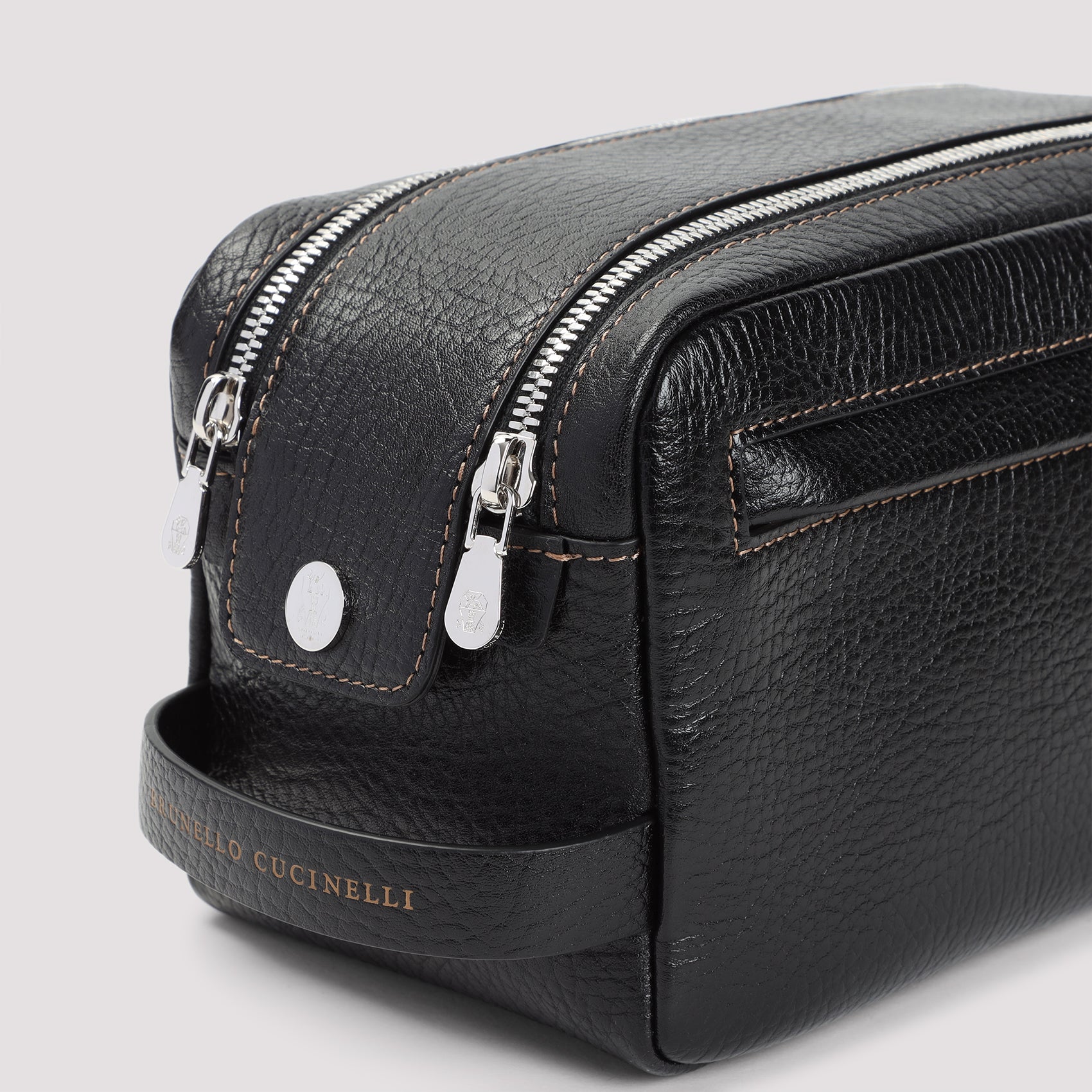 BRUNELLO CUCINELLI Grained Leather Beauty Case - 24cm x 13cm x 11cm