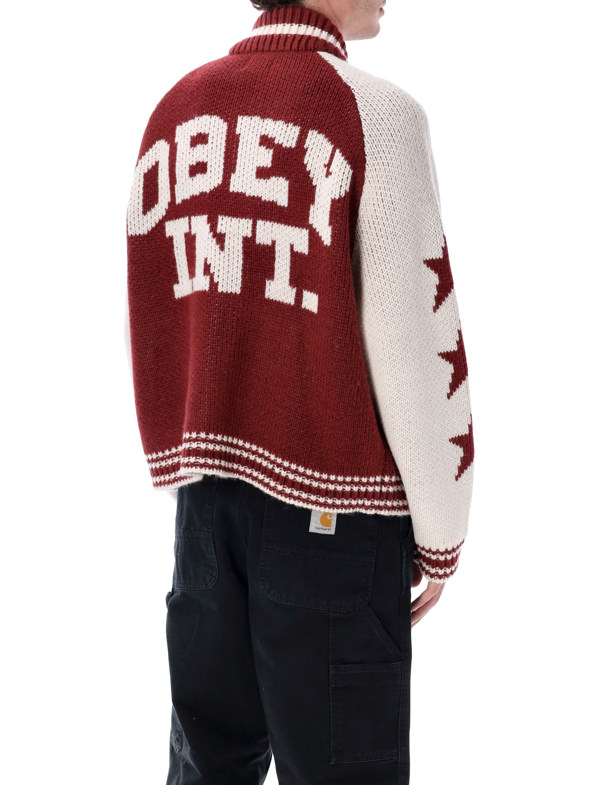 OBEY Heritage-Inspired Men's Cowichan Zip-Up Sweater - Size L