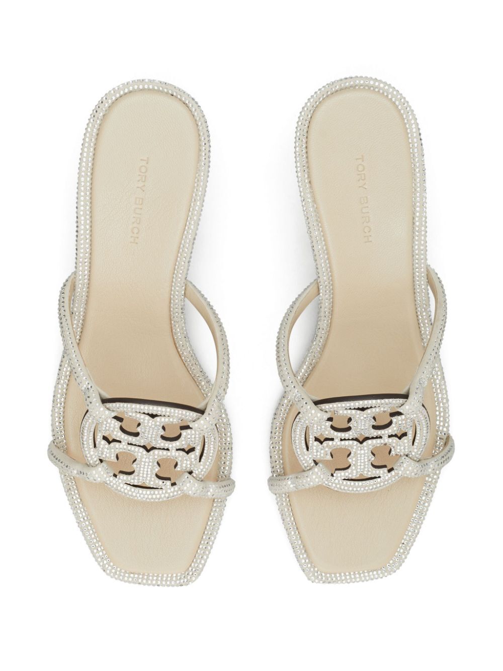 TORY BURCH Embellished Leather Miller Sabot Sandals for Women