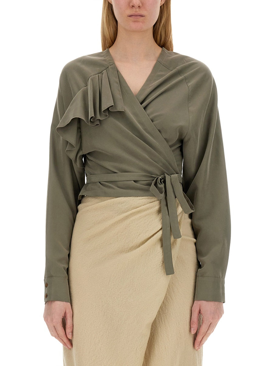 ALYSI Cropped Ruffled Top for Women - Size 42