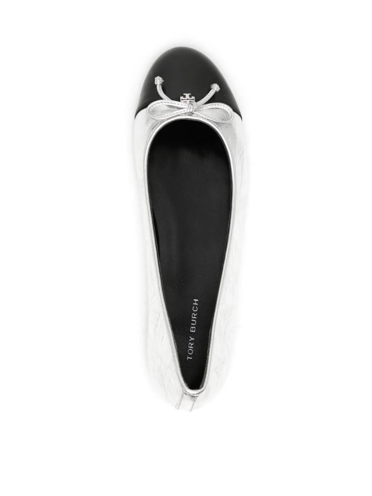 TORY BURCH Metallic Leather Cap-Toe Logo Ballerina Flats