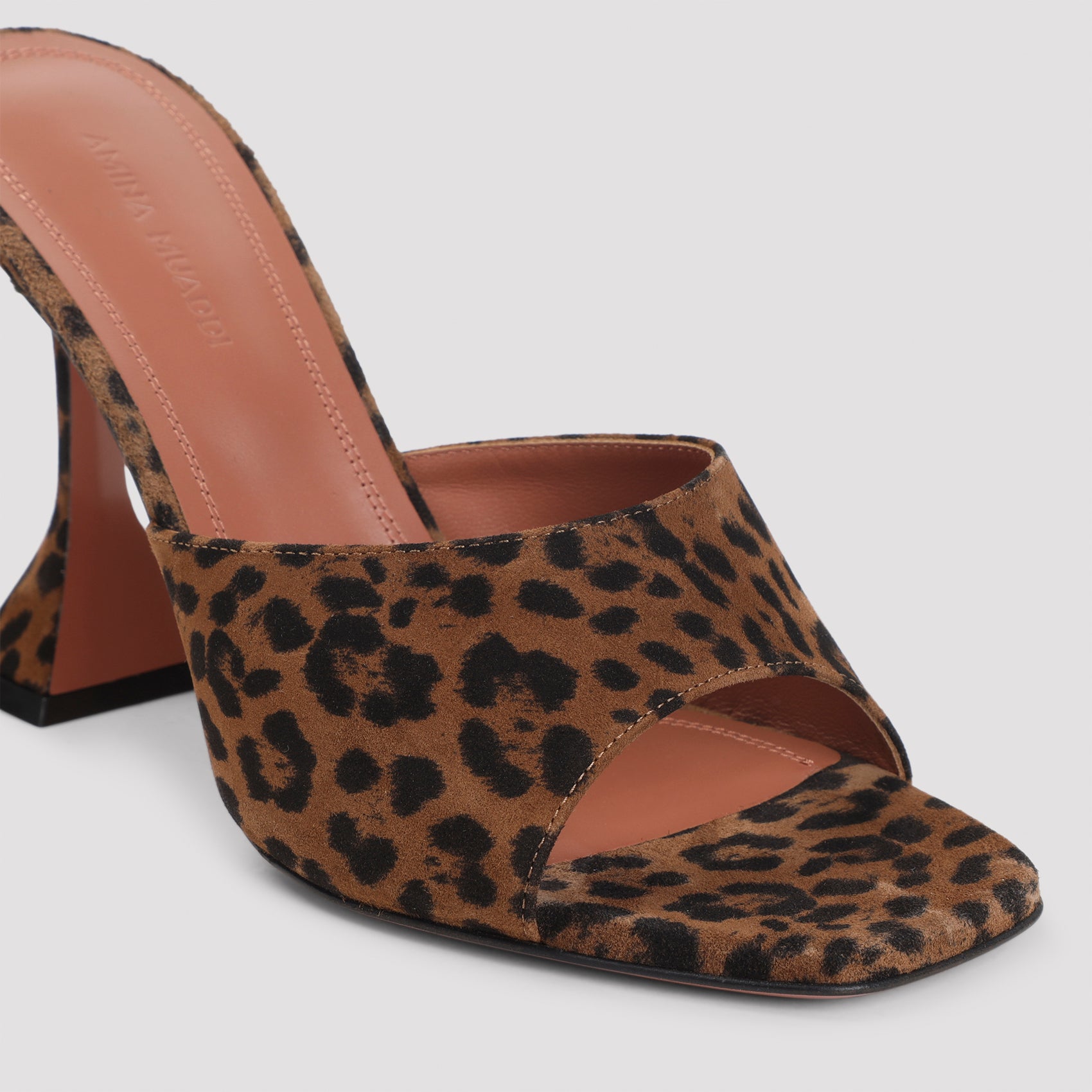 AMINA MUADDI Leopard Suede Leather Lupita 95 Slippers