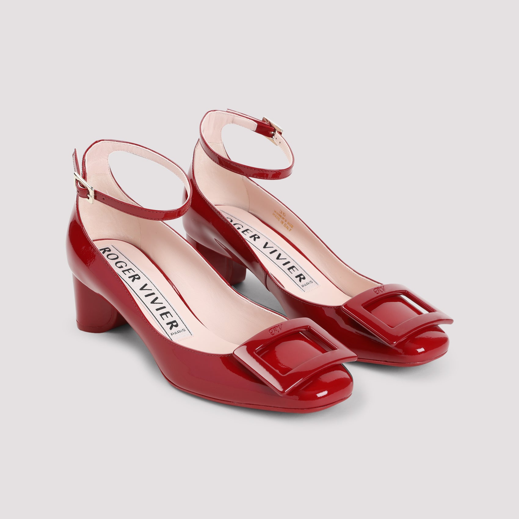 ROGER VIVIER Lacquered Ankle Strap Dec 45 Pumps