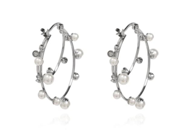 TORY BURCH Pearl Embellished Hoop Earrings