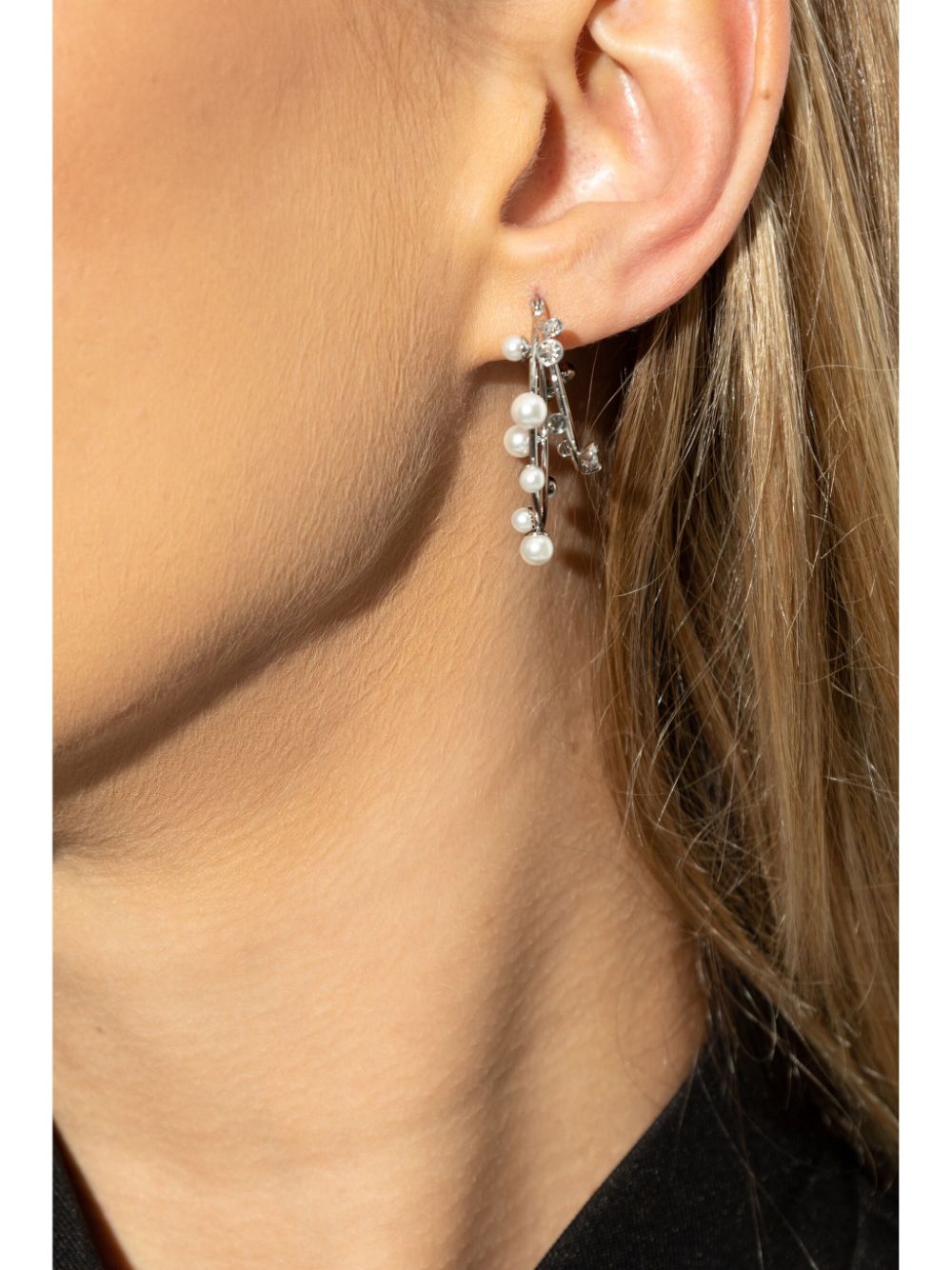 TORY BURCH Pearl Embellished Hoop Earrings