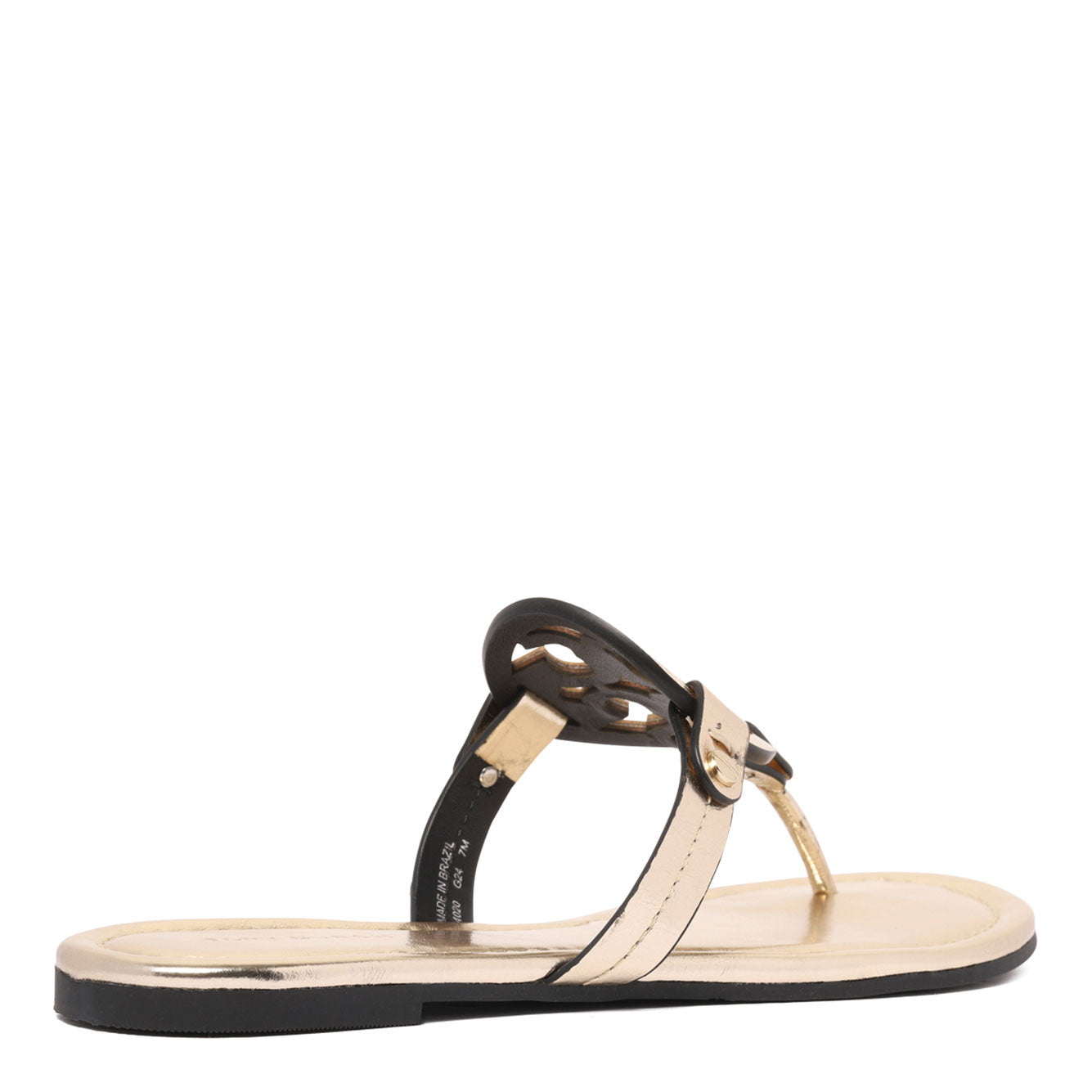 TORY BURCH Spark Gold Leather Slide Sandals