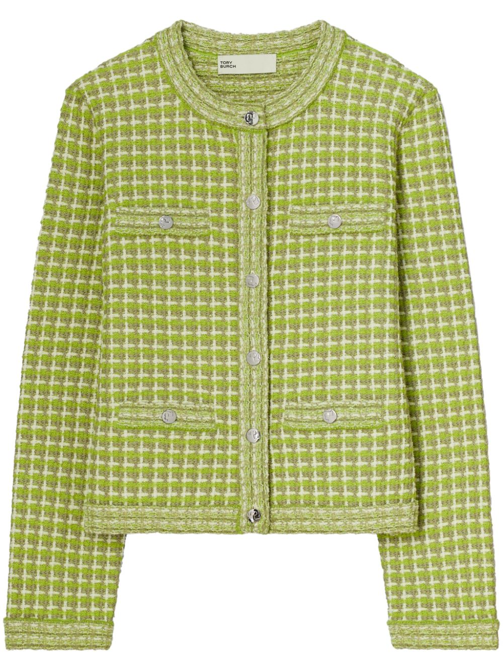 TORY BURCH Kendra Jacquard Knit Cardigan with Four Pockets