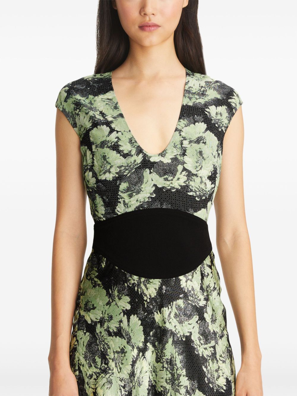 TORY BURCH Printed Midi Dress with Cap Sleeves