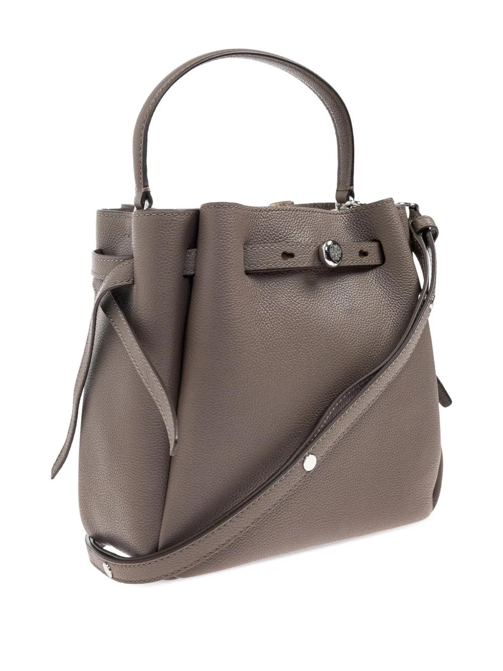 TORY BURCH Leather Bucket Handbag with Top Handle and Adjustable Strap