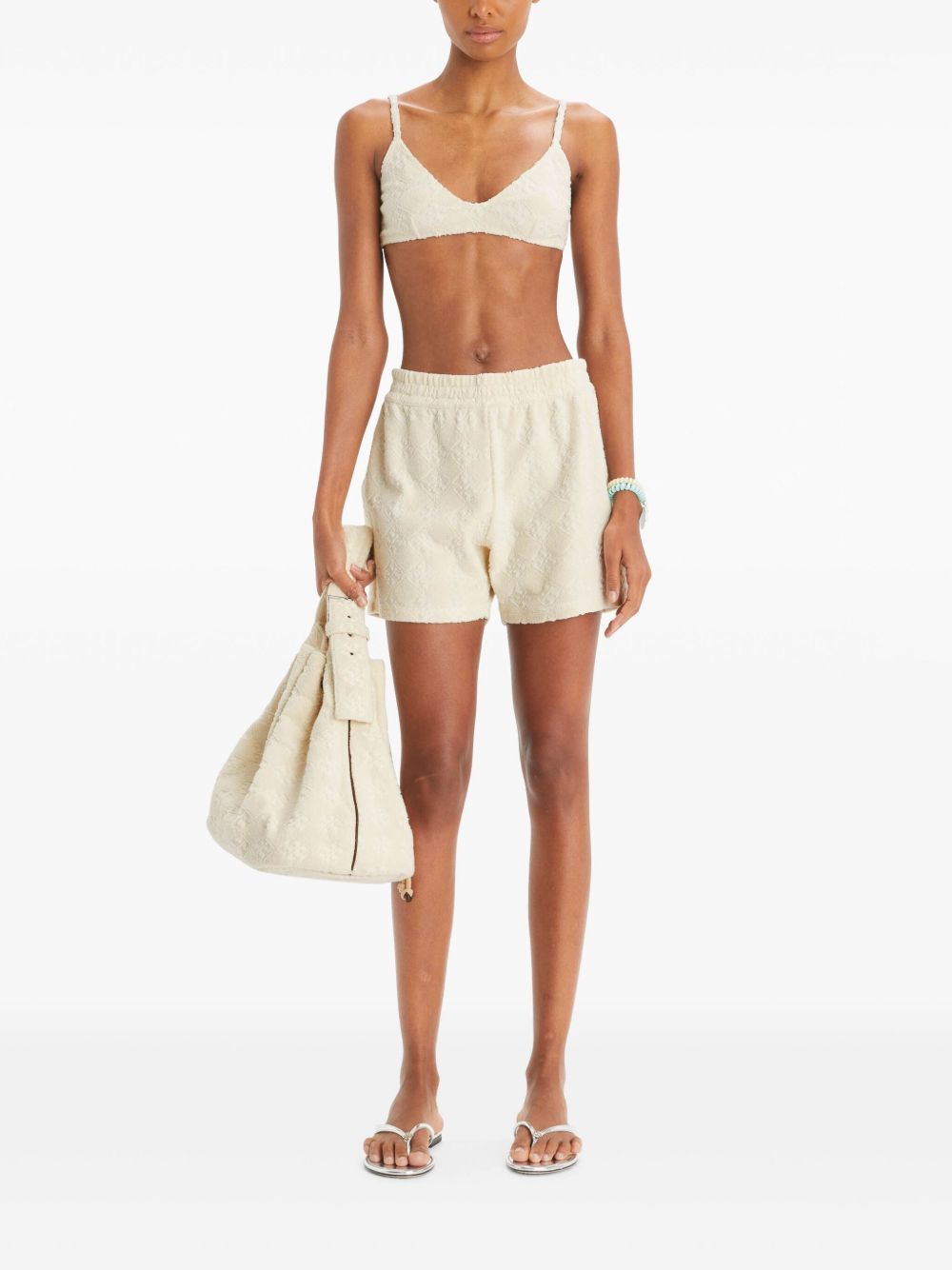 TORY BURCH Terry Cloth Mini Shorts with Adjustable Drawstring