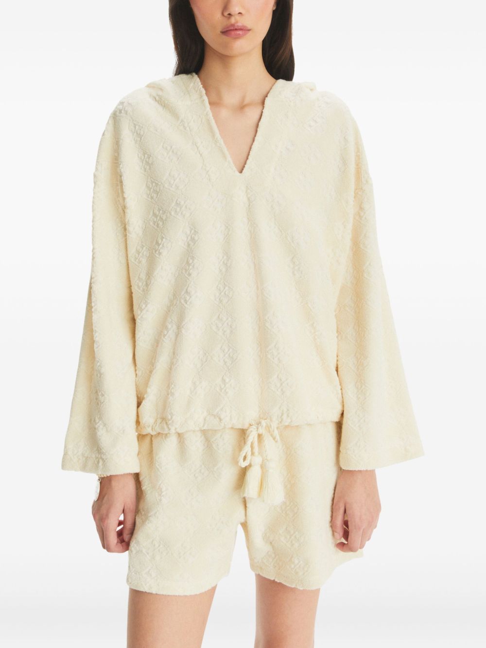 TORY BURCH Women's Terry Hooded Sweatshirt with Adjustable Drawstring