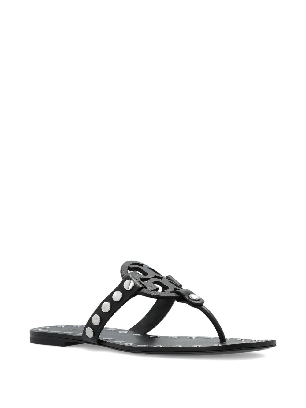 TORY BURCH Studded Miller Leather Flat Sandals