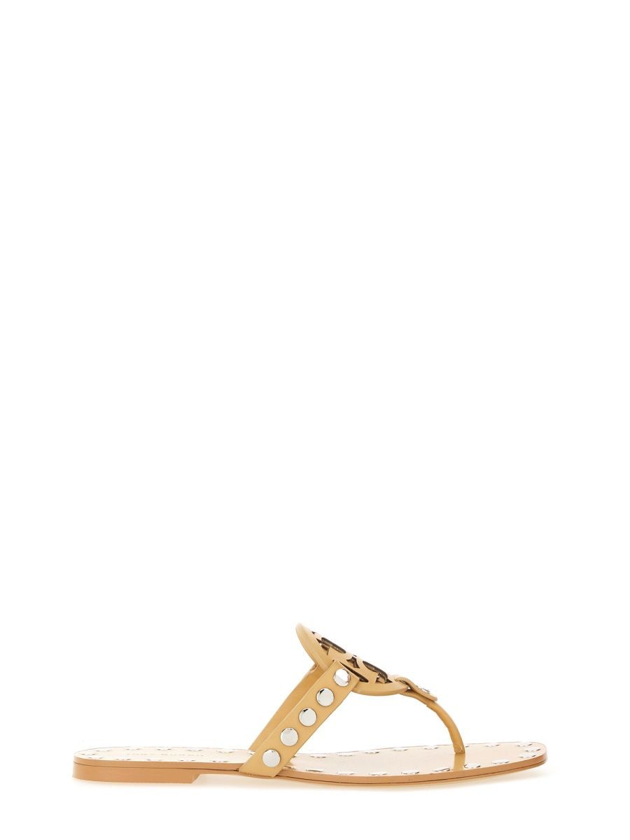 TORY BURCH Studded Miller Leather Flat Sandals