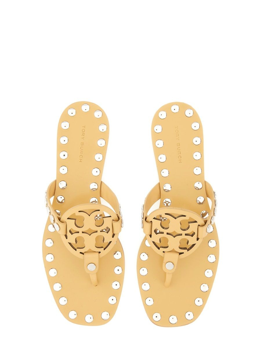 TORY BURCH Studded Miller Leather Flat Sandals