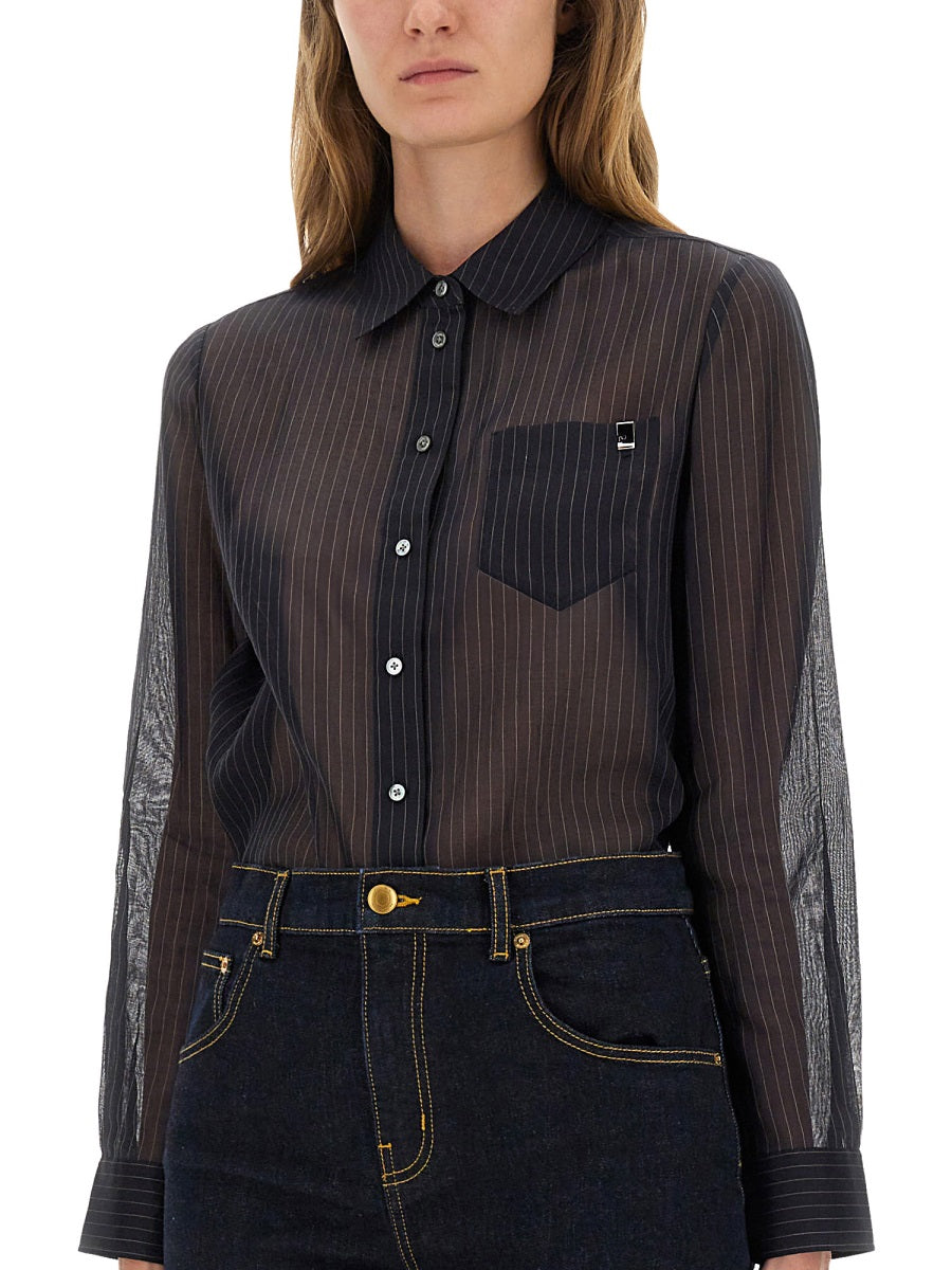 TORY BURCH Striped Cotton Shirt - Regular Fit Size 4